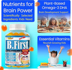 B.First Focus Gummies for Kids & Teens | Kids Focus and Attention Supplements with Omega 3 DHA – Memory Vitamins for Concentration, Mental Clarity & Cognitive Support-60ct