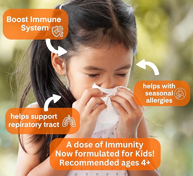 A Dose of Immunity Kids Immune Support Gummies Quercetin for Kids with Vitamin C, Zinc, Vitamin D, 100mg Quercetin Bromelain, Echinacea, Lung, Immune Defense, Immunity Booster 120 Count