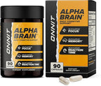 ONNIT Alpha Brain Nootropic Brain Supplement for Focus, Memory, Mental Clarity, Cognitive Support with L-Theanine and Vitamin B6, 90 Count Capsules