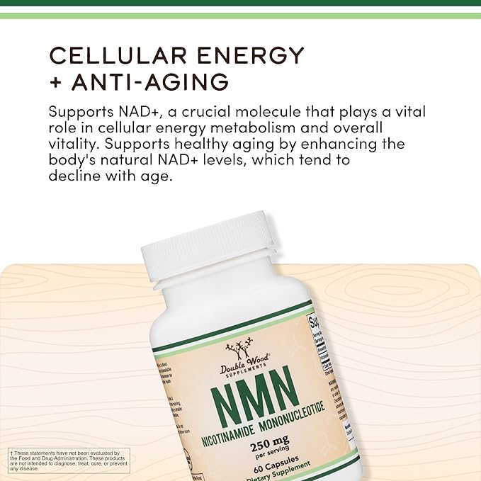 Double Wood Supplements NMN, 60 Capsules (125 mg per Capsule)