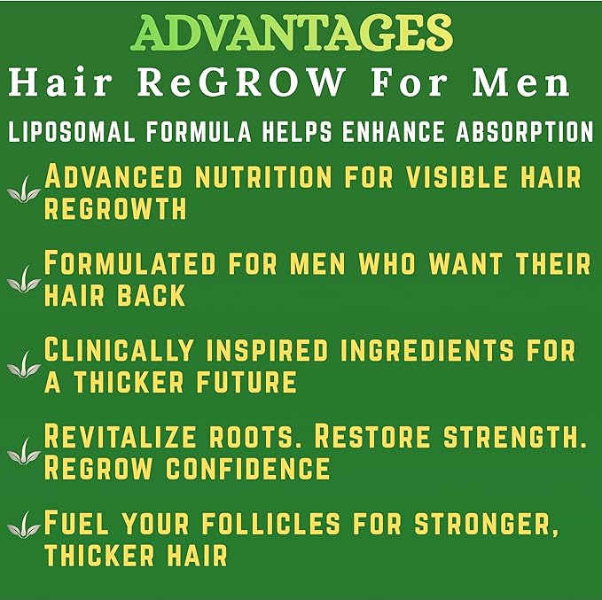 Nikoni Hair ReGROW for Men – Liposomal Hair Support Liposomal Formula with Biotin, Keratin, Saw Palmetto & Essential Nutrients-60 Vegan Softgels