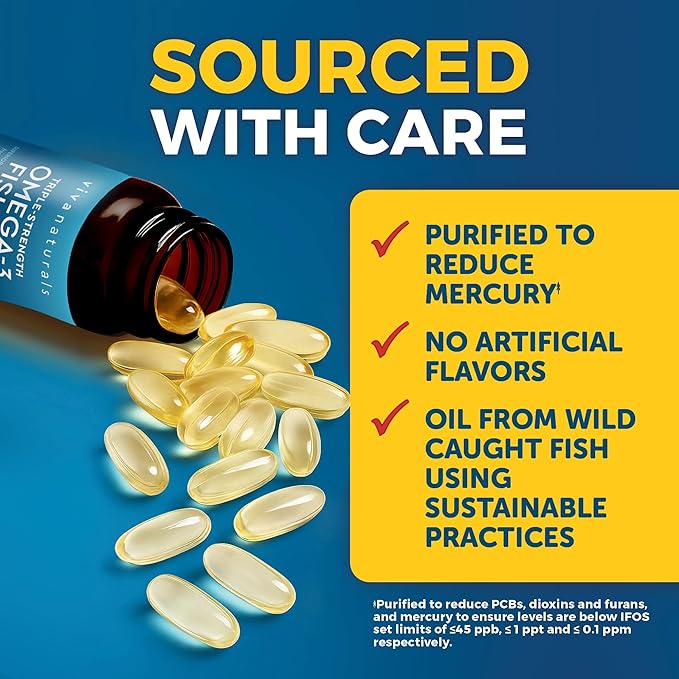 Viva Naturals Triple Strength Omega 3 Fish Oil Pills – 2500 mg High-Potency Formula with 2250 mg Omega 3 Fatty Acids (Including EPA, DHA, DPA) in rTG Form for Absorption – IFOS Certified, 90 Softgels