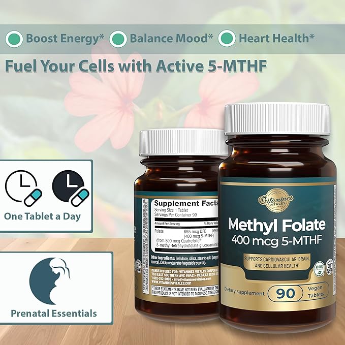 Methyl B12 + Folate – 90 Vegan Tablets | Active B12 & Methyl folate for Energy