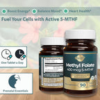 Methyl B12 + Folate – 90 Vegan Tablets | Active B12 & Methyl folate for Energy