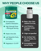 Magnesium Complex for Women – Magnesium for Sleep, Advanced 610mg with Glycinate, Citrate & Vitamin B6 for 3X Absorption + 5-HTP – Supports Sleep, Relaxation, Nerve, Muscle, Bone & Energy Health