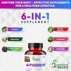 Humming Herbs Apigenin 504mg 6-in-1 Brain & Wellness Supplement with L-Theanine, Bacopa, Magnesium, Vitamin B6, Piper Nigrum – 90 Vegan Capsules