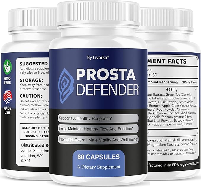 ProstaDefender - Official ProstaDefender Capsules Support Supplement Premium Advanced Natural Formula Daily Pills Multivitamin for Overall Health & Wellness, 60 Capsules for 1 Month