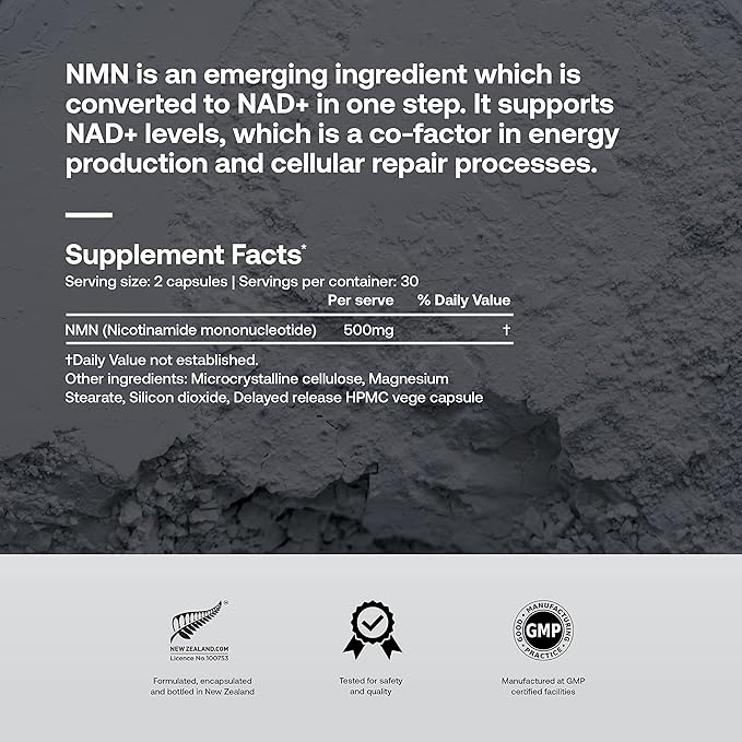 SRW Laboratories NMN | Supports Healthy Aging | 60 Vege Capsules | Supplement for DNA Maintenance, Cellular Energy Production | Increase NAD+ Levels | 500mg Dose