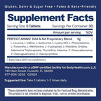 BodyHealth PerfectAmino Tablets (150 ct), Essential Amino Acid with BCAAs + Lysine, Phenylalanine, Threonine, Methionine, Tryptophan, Supplement for Muscle Mass Production, Recovery & Strength