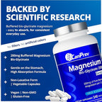 CanPrev Magnesium BisGlycinate Gentle 200mg, 240 v-Caps 240-Day Supply - Pure Elemental Magnesium Supplement, Supports Bone and Muscle Function, Gentle on Stomach, Perfect for Daily Magnesium Needs