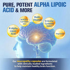 Nerve & Peripheral Neuropathy Support Supplement with 1200mg R-Alpha Lipoic Acid L-Carnitine Vitamin B12 B1 B6 D3 E Folate Lions Mane NAC Magnesium Turmeric - Liver Detox, Antioxidant & Mental Support
