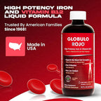 Globulo Rojo Iron Supplement - Liquid Dietary Supplement with High Potency Iron & B Vitamins (Vegan) (16 Fl Oz (Pack of 1))