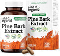 Wild & Organic Pine Bark Extract Capsules 300 mg - Antioxidant Supplement - 95% Proanthocyanidins - 180 Capsules - French Maritime Pine Bark Extract - 6-Month Supply - Pinus Maritima - Vegan, Non-GMO