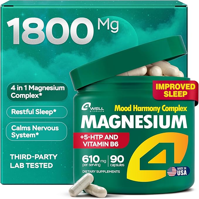 Magnesium Complex for Women – Magnesium for Sleep, Advanced 610mg with Glycinate, Citrate & Vitamin B6 for 3X Absorption + 5-HTP – Supports Sleep, Relaxation, Nerve, Muscle, Bone & Energy Health