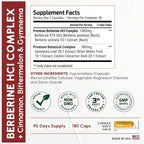ForestLeaf Berberine Supplement - 1300mg per Serving - Ultra High Potency Berberine HCl with Ceylon Cinnamon, Bitter Melon & Gymnema - Weight Management Support - 180 Caps
