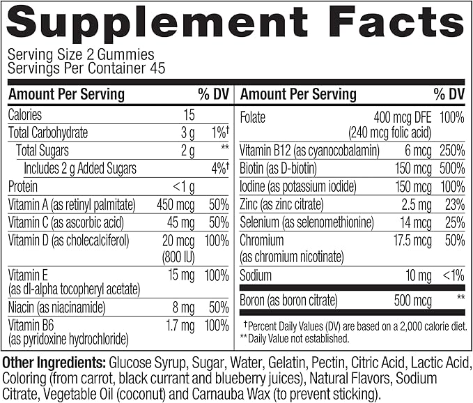OLLY Women's Multivitamin Gummy, Vitamins A, D, C, E, Biotin, Folic Acid, Adult Chewable Vitamin, Berry Flavor, 45 Day Supply - 90 Count (Pack of 12)