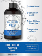 Carlyle Colloidal Silver | 10 PPM | 8 oz (236 mL) | Nano Silver Technology Solutions | Vegetarian, Non-GMO, & Gluten Free Supplement