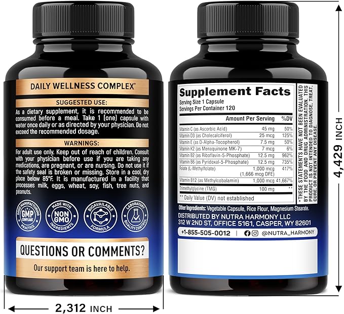 Methylated Multivitamin - B2, B6, 5-MTHF & B12 | Antioxidants C & E | Vitamin D3 & K2 - for Men & Women - 9-in-1 MTHFR Supplement with TMG - Energy, Brain & Mood - Vegan - Made in USA - 120 Capsules