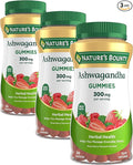 Nature's Bounty Ashwagandha Gummies, 300mg KSM-66 Ashwagandha Extract, Mixed Berry, 60 Gummies (Pack of 3)