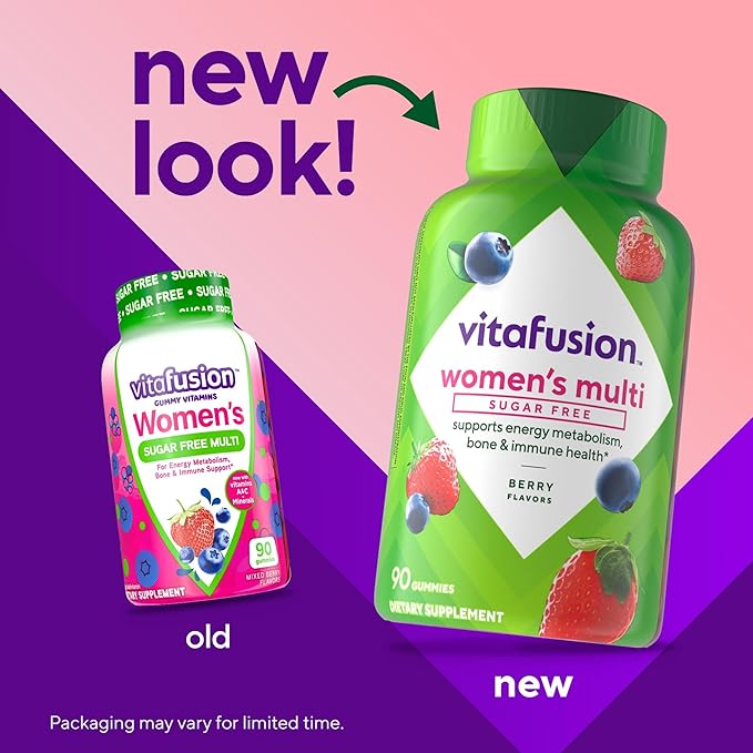 Vitafusion Women’s Sugar Free Daily Multivitamin Supplement, Keto Diet Friendly Adult Gummy Vitamin for Energy, Bone & Immune Support*, 90 Count