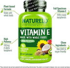 NATURELO Vitamin E Capsules 180 mg - 90 Vegan Capsules | Supports Skin, Hair, and Nails | Immune and Eye Health | Natural Mixed Tocopherols & Whole Foods | Non-GMO, Dry Vitamin E