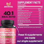BMVINVOL Inositol Supplement - Myo-Inositol and D-Chiro Inositol Ideal 40:1 Ratio - Plus Berberine, Cinnamon, Ashwagandha + 5 More - 60 Capsules
