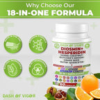 Dash of Vigor 18-in-1 Diosmin Hesperidin Supplement, Quercetin with Bromelain, Zinc, Vitamin C with Rutin Supplement, Horse Chestnut Extract, Butcher's Broom Extract, USA, 60 Capsules