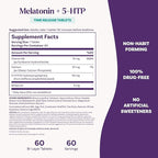 Natrol Melatonin + 5-HTP Time Release Sleep Aid, Triple Action Formula, Calm the Mind, Fall Asleep Faster and Stay Asleep Longer, 60 Bi-Layer Tablets, Up to a 60 Day Supply