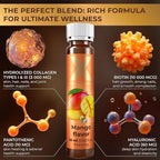 Liquid Collagen Peptides with Biotin & Hyaluronic Acid - 3000mg Hydrolyzed Collagen Type 1 and 3, Biotin 10000mcg, Vitamins B5, B6, C & E - Liquid Collagen for Women and Men, Collagen Shots