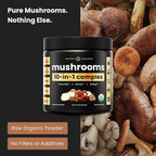 NutraChamps Organic Mushroom Powder - 10-in-1 Complex - Mushroom Supplement Powder Blend for Memory, Focus & Immune Support - 8oz (8.0 OZ, Mushroom Blend)