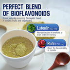 Lutimax Pediatric Powder Brain Supplement with Luteolin & Rutin for Kids - Memory, Focus, Muscle & Immune Support Brain Supplements - Nootropic Antioxidants - 200 Servings