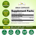 Organic Veda Amla Capsules - 1500mg, 300 Capsules - Natural Vitamin C Supplement with Antioxidants, Polyphenol for Immunity, Skin Glow & Hair Growth - Single Origin Premium Organic Amla Fruit Powder