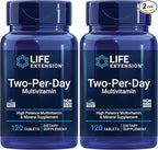 Life Extension Two-Per-Day High Potency Multi-Vitamin & Mineral Supplement - Vitamins, Minerals, Plant Extracts, Quercetin, 5-MTHF Folate & More - Gluten-Free - Non-GMO - 120 Tablets (Pack of 2)