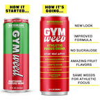GYM WEED Athletic Focus Drink with KSM-66 Ashwagandha, Lion's Mane Mushroom, L-Theanine, 200mg Green Tea Caffeine with Natural Sweeteners Watermelon Flavor, 12 Pack