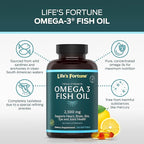 Life's Fortune Fish Oil Omega 3 Concentrate Supplement 2500 mg, 120 Softgels, High Potency, EPA & DHA Fatty Acid - Heart, Brain, Skin, Joints - Non GMO