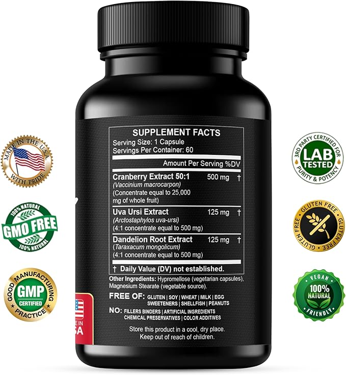 D-Mannose with Cranberry Extract & Super Strength Whole Fruit Concentrate – Dual Action Urinary Tract & Kidney Support – Natural UTI Cleanse
