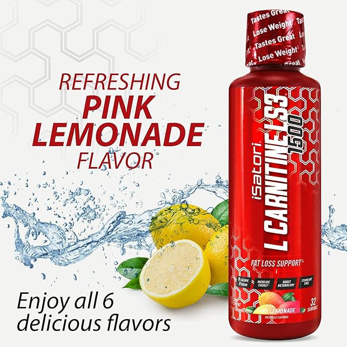 iSatori L-Carnitine LS3 1500, Triple-Blend Liquid L Carnitine Supplement, with Acetyl & Tartrate, Stimulant Free Energy, Low Calories, Sugar or Gluten, Keto-Friendly, Pink Lemonade (32 Servings)