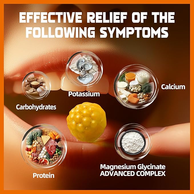 Magnesium Glycinate Gummies 1000mg - Sugar Free Magnesium Potassium Supplement with Vitamin D, B6, CoQ10 for Calm Mood & Sleep Support - 60 Orange Gummies
