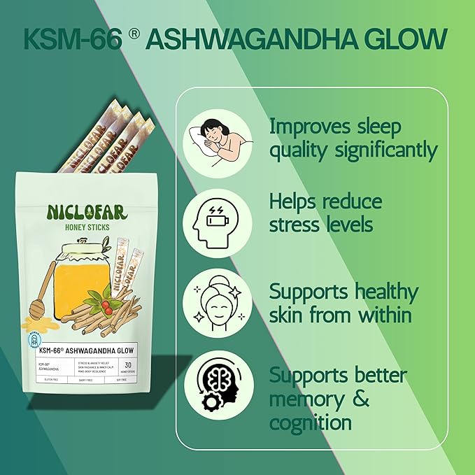 KSM-66 Ashwagandha Power Sticks, Full Spectrum 400 mg KSM 66 Ashwagandha Root Extract per serving | standardized > 5% Withanolides high absorption Boost Energy | Reduce Stress | Mood Support | Focus | Improved Memory/Cognition| 30 Sticks
