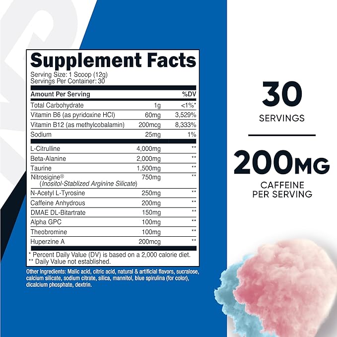 Nutricost Pre-Workout Powder (Cotton Candy) 30 Servings - GMO-Free, Gluten-Free, Vegetarian