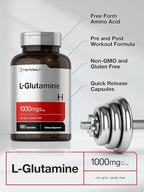 Horbaach L Glutamine Capsules 1000mg | 180 Powder Pills | Supplement for Women and Men | Pre Workout & Post Workout | Non-GMO & Gluten Free
