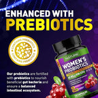 Probiotics for Women - 60 Billion CFUs, 16 Strains, with Cranberry, D-Mannose & Prebiotics - Supports Digestive, Immune, & Vaginal Health - Non-GMO, Dairy & Gluten-Free - 120 Veggie Capsules