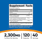 Nutricost Turmeric Curcumin with BioPerine and 95% Curcuminoids, 2300mg, 120 Capsules, Veggie Capsules, 767mg Per Cap, 40 Servings, Gluten Free, Non-GMO (Pack of 2)