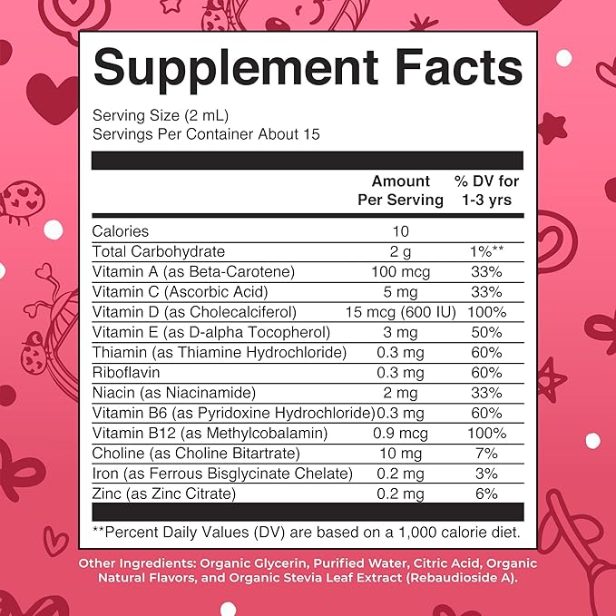 MARYRUTH'S Organics CoComelon Toddler Kids Multivitamin with Iron | Immune Support | Toddler Vitamins | USDA Organic | Sugar Free | Multivitamin Liquid Drops for Kids Ages 1-3 | Vegan | 1 Fl Oz