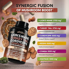 Mushroom Supplement - Organic Lions Mane | Turkey Tail | Chaga | Cordyceps | Reishi | Maitake | Shiitake | Meshima | Tremella | Oyster | Agaricus - Made in USA - Non GMO, Gluten Free - 60 Capsules