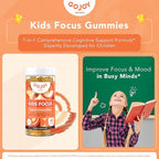 Kids Focus Gummies – Saffron, Magnesium Glycinate, L-Theanine & Inositol Supplement for Kids & Teens – Focus, Attention & Calm – Vegan, Sugar-Free, Non-GMO