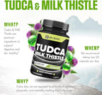 WELBUDA 1000mg Tudca Supplement with Milk Thistle Extract - 60 Vegan Capsules - Support for Immune System, Digestion Health, Body Purification & Brain Health