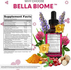 Liquid Probiotics for Women Drops with Chasteberry, Black Cohosh, Prebiotics, Digestive Enzymes, Evening Primrose Oil, Wild Yam, Cranberry Dmannose and Iron Vitamin D3 K2 Clean Nutra Bella Biotics (2)