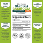 Garcinia Cambogia Weight Loss Pills - Maximum Strength Appetite Suppressant & Fat Burner for Men & Women - 1600mg Natural Extract & 960mg HCA - Metabolism Booster & Carb Blocker Capsules - 60Ct