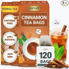 LeafLea 120 Cinnamon Tea Bags, Premium Herbal Tea with Ground Cinnamon Sticks, Spiced and Soothing Flavor for Relaxation, Caffeine-Free, Sugar-Free, Non-GMO, Vegan